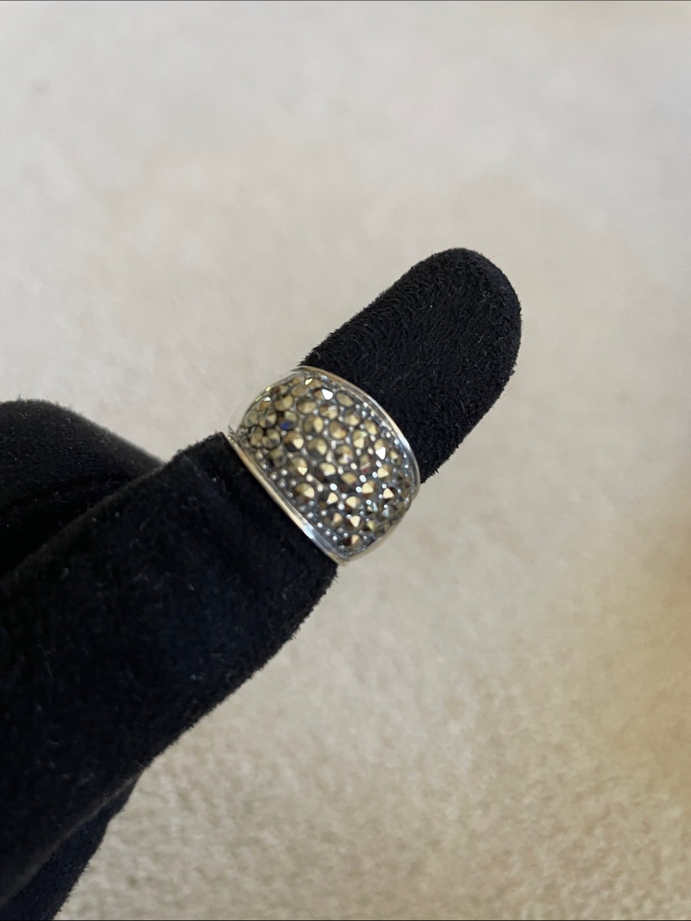 Sterling Silver Crystal Pavé Dome Ring Size 8